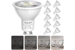 WAXP GU10 LED Bulbs Cool White Dimmable 5W, 6500K, 365lm, No Flickering, Energy Saving Led Bulbs, Equivalent 40-50W GU10 Halogen Spotlight Bulbs, 10 Pack