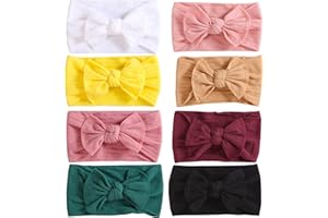 COUXILY bebé-niñas diademas de algodón suave arco anudada Hairband Headwrap Elastic Bow Turbante aros de pelo para niños bebés Set de regalo para niños