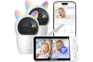 CZEview 2K Babyphone 2 Caméra Bébé, Moniteur Vidéo 4,3", PTZ 360°, Vidéo Caméra Surveillance Bébé, Audio Bidirectionnel, Vision Nocturne, Berceuses, Détection AI & Alertes Intelligentes
