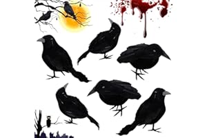 MAIBAOTEMBT Schwarze Krähe Dekoration, Halloween Krähe Dekorationen, Halloween Krähen Requisite, Krähen Requisite Horror, Realistische Raben Vögel Dekorationen, für Eine Halloween Deko Garten Horror-Party