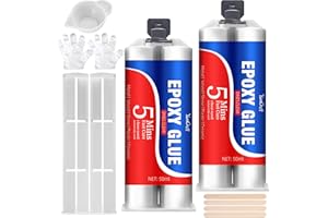 YUMCRAFT Colle Epoxy 100ml, Colle Epoxy Bi-composant 5 Minutes, Adhésif Extra Forte Transparent Universel pour Métal, Bois, Carrelage, Plastique, Verre, Céramique & Tissu, Réparation Rapide Robuste Durable