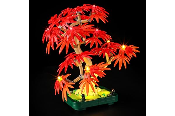 YEABRICKS LED Lumière pour Lego-10348 Botanical Bonsaï d’érable Rouge du Japon Modèle de Blocs de Construction (Ensemble Lego Non Inclus)