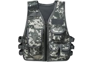 Freebily Enfant Garçon Gilet Camouflage Militaire Mode Sweat T-Shirt Pulls Gilet Tactique Combat Veste avec Multi-Poches Gilet pour Chasse/Camping/Jeu CS