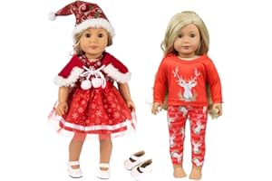 Miotlsy Poupée Vêtements De Noël Outfits Robes De Pyjama + 1 Chaussures Blanches pour Poupée Américaine De 18 Pouces, Notre Génération Xmas Gift 6 Pcs