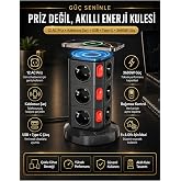 12&rsquo;li Kule Tipi &Ccedil;oklu Priz | 3680W | Kablosuz Şarjlı | 1xUSB-A | 2xType- C | Akıllı G&uuml;&ccedil; İstasyonu