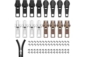 KTPCN 76 pezzi di ricambio per cerniera, estrattore di cerniera, kit di riparazione cerniera, rimovibile e rimovibile taglia 5 tiratori cursori zip, 76 pezzi set di Cremallera Reparación, Cierre Cremallera