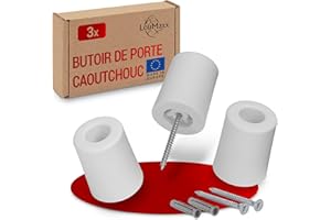 LouMaxx butoir caoutchouc à visser - bloque porte sol Ø 40 mm x 50 mm - butoir de porte en caoutchouc - Protection efficace contre les chocs - Lot de 3 blanc