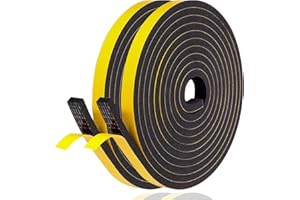 YANKUIRUI Sealing Tape Self-Adhesive Window Seal 10 mm (W) x 6 mm (D) / 10 m (L) Window Door Seal Foam Adhesive Tape Rubber Sealing Strip Sound Insulation Collision Seal Black