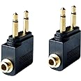 Posdou Audio Airplane Adapters Dual 3.5mm Male to 3.5mm Female Airline Flight Headphone Adapters Gold Plated (2 Pack)