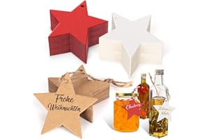 Alintor 120PCS Etiquette Cadeau Noel, Parfaites pour Les Ruban Cadeau Emballage, Emballage Papier cadeau noel, Bouteilles de Liqueur, Les Couvercles de Confiture (Rouge/Brun/Blanc)