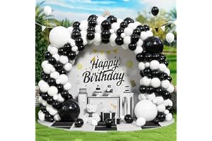 BALLOON DANCE Black White Balloons, 138 pcs Matte Black White Balloon Garland Arch Kit Latex Balloons for Girls Boys Birthday Bridal Baby Shower Wedding Graduation Anniversary Engagement Halloween Party Decorations