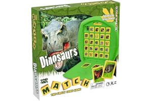 Top Trumps Match Dinosaurs gra planszowa, graj z T.Rex, Velociraptor i Oviraptor, Race to Match 5 z rzędu dinozaurów, prezent dla dzieci od 4 lat