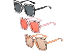 Alviller 3 Pack Vintage Heart Shaped Sunglasses for Women, Fashion Retro Eyeglasses Cat Eye Style Eyewear for Girls Women Shopping Travelling Summer Party Makeup Accessories