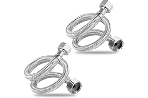 QKNOSM 2 Stück Flexschlauch, 40cm 304 Edelstahl Panzerschlauch 1/2" IG x 3/8" IG Verbindungsschlauch Flexibler Anschlussschlauch Armatur Flex Schlauch Armatur für Wasserhahn Küchenarmatur Bad WC