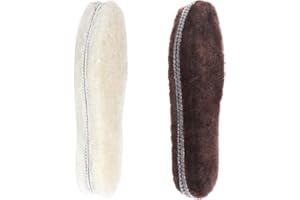 riemot 2 Pairs Genuine Sheepskin Insoles for Men Women,Winter Warm Fluffy Wool Insoles,Soft Cosy Furry Lambswool Fur Shoe Replacment Insole for Snow Boots,Slippers,Lambswool Beige Brown EU39（UK6）