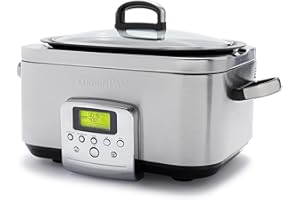 GreenPan Elite 8-in-1 Programmierbarer 6L Slow Cooker Multikocher,Spülmaschinenfester Deckel & Topf,PFAS-freie Gesunde Keramische Antihaftbeschichtung zum Braten,Schmoren,Mit Dampfgareinsatz,Edelstahl