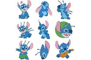 Tydeus Diamond Painting, Diamantes Stickers Animales, 9 Pegatinas de Pinturas de Diamantes, 5D Pintura Diamante Dibujos Animados, Kit Diamond Painting para Niños Adultos Principiantes