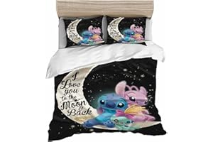 Doiicoon Lilo & Stitch, Bettwäsche-Set, 3D Anime Cartoon Kinder -Mikrofaser, Polycotton, Lilo Und Stitch Bettwäsche, Für Jungen Und Mädchen (8,135 x 200 cm)