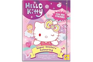 LISCIANIGIOCHI Lisciani - HELLO KITTY AND FRIENDS – Sticker And Coloring Book For Kids Ages 5+ – Creative Set With 20 Pages, 200 Puffy, Holographic And Glitter Stickers – Coloring Kit With 4 Felt Pens