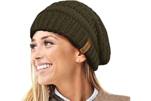 TOSKATOK Gorro de Invierno de Punto Holgado cálido para Mujer con Gorro de esquí con Forro térmico de Terciopelo Supersuave