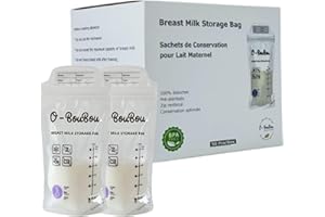 O-BOUBOU Lote de 50 Bolsas Leche Materna sin BPA - Recolector De Leche Materna Preesterilizadas - Bolsas Congelar Leche Materna- Bolsas Leche Materna Congelar, Doble Sellado, 180 ml