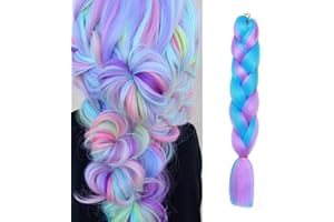 MY-LADY Ombre Braiding Hair 24inch Jumbo Braids High Temperature Fiber Synthetic Hair Extension 1pc 100g for Twist Braiding Hair Lavender mix Sky Blue