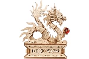 UGEARS Puzzle 3D Drewniany Smok - Zestaw konstrukcyjny dla dorosłych - Drewniane 3D Chiński Smok Puzzle dla mężczyzn