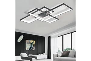 Qiaomao Luminaire Plafonnier LED Blanc (110x60x9cm), Moderne Plafonnier Salon avec Télécommande, Géométrique Éclairage Intérieur, Éclairage de Plafond pour Salon Chambre Bureau Salle à Manger