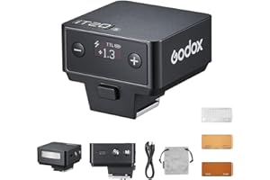 ‎GODOX Godox IT20 N IT20-N Mini kamera błyskowa, kompatybilna z aparatami Nikon, TTL Godox Flash, pełna moc 700+, czas recyklingu 1,5 s, ładowanie USB-C z dyfuzorem magnetycznym i filtrem, kolor czarny