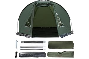 Magic3org Carp Fishing Bivvy Tent 1-2 Man Easy Install Windbreak Lightweight Waterproof Day Shelter with Ground Sheet Carry Bag for All Weather Overnight Fishing Trip