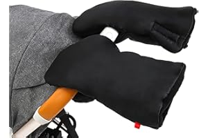 Luchild Guanti Passeggino, Guanti Passeggino Scaldamani, Guanti antigelo impermeabili extra spessi caldi per genitori caregiver Scaldamani per carrozzina Accessori per passeggino (Split black)