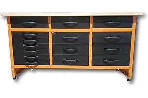METALL MÖBELL WORKBENCH & TOOLS METALLMOBELL - Banco de Trabajo Profesional 160x60x84cm, con Cajones, Mesa de Trabajo Taller, Banco de Trabajo Taller, Mesa Trabajo, Banco de Carpintero, Banco Herramientas -MB011N