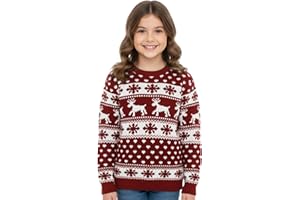 Hamishkane® Kids Christmas Jumpers, Knitted Xmas Snowflake Jumper for Boys, Crew Neck Unisex Christmas Sweater Top, Pullover Long Sleeves Kids Xmas Reindeer Jumper Girls