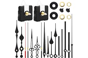 CHEERHOM 2 Stück Uhrwerk für Wanduhr, Uhrwerke Zum Selbsteinbau Mit Zeiger, Mit 6 Sätzen Uhrzeigern, Uhrwerk Für Wanduhr Lautlos, 20/24 mm für Die Uhrenreparatur, Ersatz für Uhrenteile