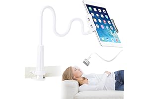 XFLYP Support de Téléphone, Universelle Lit Support Telephone Bureau Rotation 360° Support,80 cm de Longueur Totale, Gooseneck Support Réglable, Bras Extensible (Blanc)