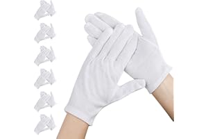 Segbeauty Guantes de Algodon Dermatologicos, 6 Pares Guantes Hidratantes Manos, Guantes Blancos Lavable para Dormir Durante la Noche Curar Eczema, Inspección de Joyas, Trabajo Diario