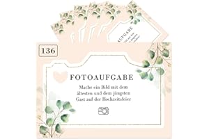 ENAIAH Fotospiel Hochzeitsspiele Hochzeit 126+10 Fotoaufgaben Hochzeitsspiel für Gäste & Brautpaar (B)