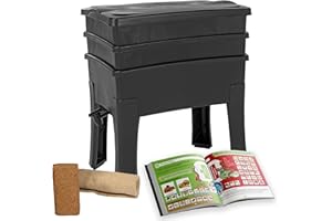 WormBox I Vermicompostador Worm Café, 2 bandejas I Kit Completo I Gran Capacidad de 64 litros (Sin Lombrices de Abono)