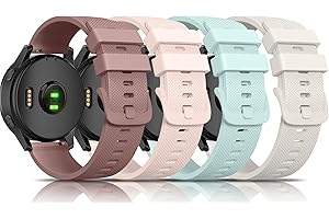 YISICA 4 Pack for Garmin Forerunner 245 Straps, Garmin Vivoactive 5 Strap, Venu SQ Strap, 20mm Soft Silicone Replacement Wristbands for Forerunner 55/645/245 Music Smartwatch