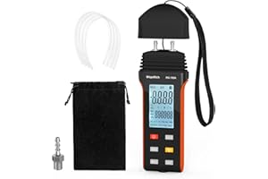 WapoRich Manometer Gas Pressure Tester RQ-189A, Differential Pressure Gauge Digital Dual Port Air Pressure Meter for HVAC with 11 Measure Units & Hose Kit & Backlight