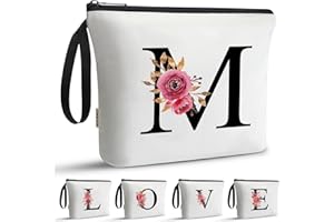 A-Z BAG Personalisierte Kosmetiktasche Damen –Geschenke für Frauen,Kulturtasche mit Initialen,Schminktasche Reise Make-up Tasche,M