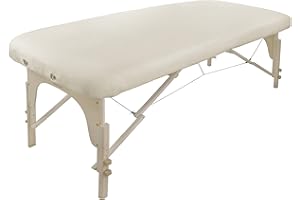 BODYPRO Premium Massage Table Fitted Couch Cover 100% Cotton Without FACE Hole with Ties. Fits All Beds from 24in (60cm) to 30in (76cm) Wide. [Cream] (Without Breathe Hole)