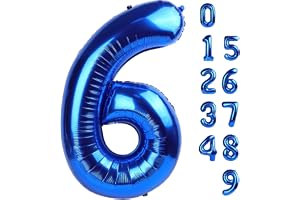 TOY GARDEN 40 Inch Blue Number 6 Foil Balloon for Birthday Party Decorations, Anniversary, Celebration Event Decor, Large Helium Air Fill Number Balloon