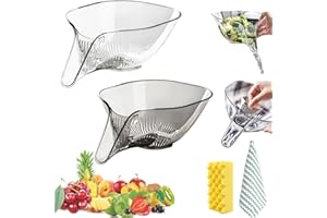PNEDEODM Multi-Functional Drain Basket, Drainage Basket Funnel, Kitchen Sink Drain Basket, Multifunctional Vegetable and Fruit Washing Drain Basket, Kitchen Plastic Drainer Food Basket (Trasparente+Grigio)