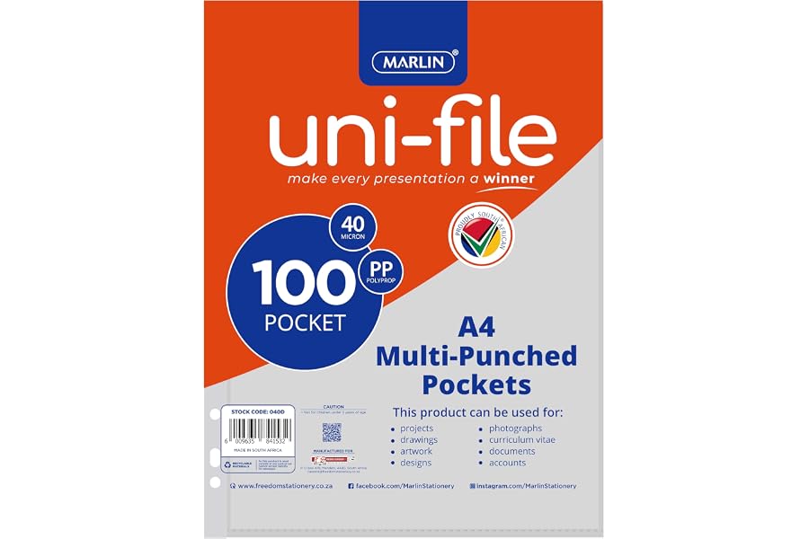 Marlin 40 Microns Mult punch Pockets 100-Piece Set