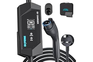 EVPEIWE Type 1 EV Charger with UK 3-Pin Plug, 5 Metre 13A Portable EV Charger Type 1 with Adjustable Current 6A/8A/10A/13A, 3.3kW J1772 Electric Car Charging Cable
