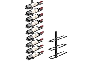 Giyiprpi 3Pcs Wand Weinregal Flaschenregal, Metall Weinregal Hängend Wandmontage Weinflaschenregale für 9 Flaschen, Wandregal Wein Aufbewahrungsregal für Küche Esszimmer Bar (Neigung 9)