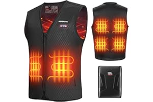 KEMIMOTO Chalecos Calefactable, Chalecos Calefactables Hombres 6 Zonas de Calor con Función de Luces Apagadas, Tela de Buceopara y Forro Terciopelo Cristal, para Esquí Pesca Moto