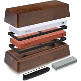 SANMEIHO Japanese Sharpening Stone 1000/5000 Sharpening Kit with Box | 2 Independent White Corundum Water Stones, Non-Slip Ba