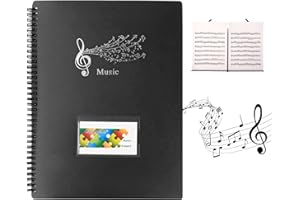 CATIME Raccoglitore Porta Spartiti Musicali, Cartelle Portaspartiti per Fogli in Formato A4, Porta Spartiti Musicali, con 30 Pagine / 60 Tasche per Suonatori di Strumenti Impermeabile (Nero)